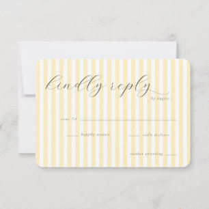 Elegante cremefarbene Streifen RSVP Karte