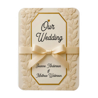 Elegante cremefarbene und goldene Hochzeitseinladu Magnet