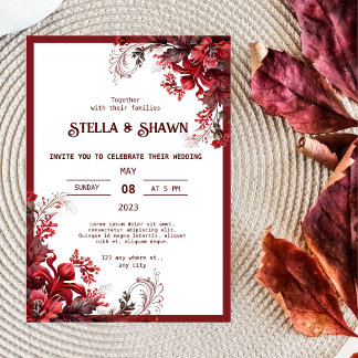 Elegante Crimson Blooms: Eine Liebe, die einlädt Einladung