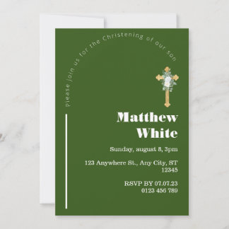 Elegante Cross-Baptim-Einladung | Moderner Minimal Einladung