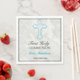 Elegante Cross Boys First Communion Serviette
