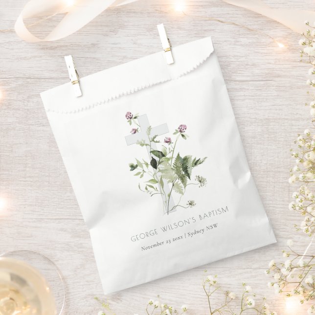 Elegante Cross Lila Wildblume Blumentaufen Geschenktütchen (Ausgeschnitten)