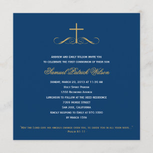 Elegante Cross-Taufe/Christening/Erste Kommune Einladung