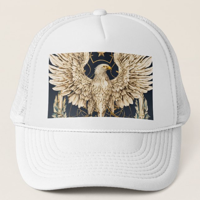 Elegante Crystal Eagle White Cap" Truckerkappe (Vorderseite)