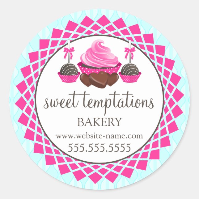 Elegante Cupcake Cake Cake Pops Schokolade Runder Aufkleber (Vorderseite)