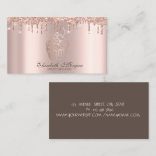 Elegante Cupcake Rose Gold Tropfen Bäckerei Visitenkarte