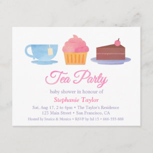Elegante Cupcake Tea Party Kinderdusche Einladunge Einladung