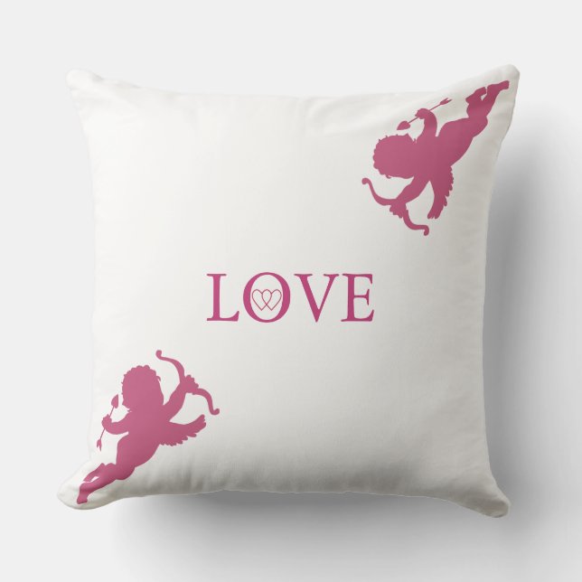 Elegante Cupiden in Rose Gold auf Weiß Kissen (Vorderseite)