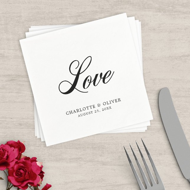 Elegante Cursive Liebe Hochzeit Napkins Serviette (Von Creator hochgeladen)