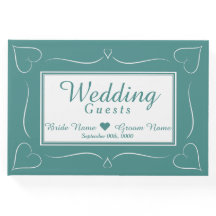 Elegante Custom Aquamarin Wedding Heart Gästebuch