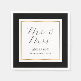 Elegante Custom Black and Gold Wedding Serviette