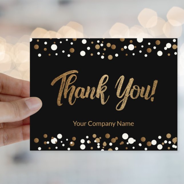 Elegante Custom Business Name Black Gold Vielen Da Postkarte (Von Creator hochgeladen)