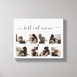 Elegante Custom Cat Mama Foto Collage Mütter Tag Leinwanddruck