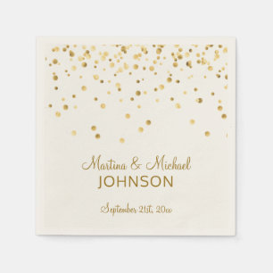 Elegante Custom ECRU Gold Confetti Wedding Napkins Serviette