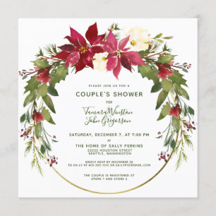 Elegante Custom Floral Christmas Couples Dusche Einladung