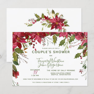Elegante Custom Floral Christmas Couples Dusche Einladung