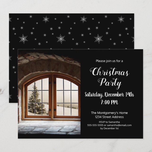 Elegante Custom Foto Weihnachts-Party Einladung (Vorne/Hinten)