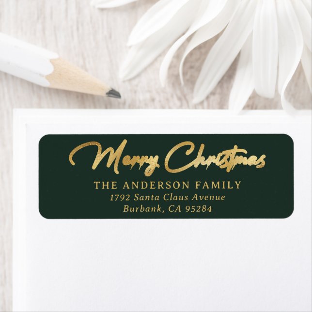 Elegante Custom Green und Gold Foil Frohe Weihnach (Insitu)
