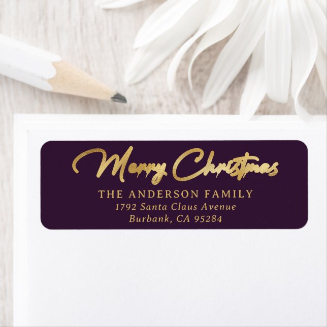 Elegante Custom Lila Gold Foil Frohe Weihnachten (Insitu)