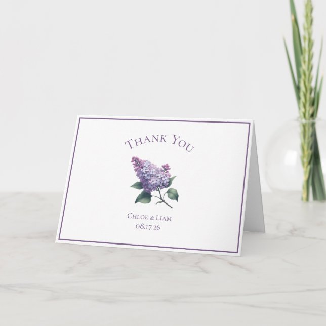 Elegante Custom Lilac Blume Wedding Dankeschön Car Dankeskarte (Vorderseite)