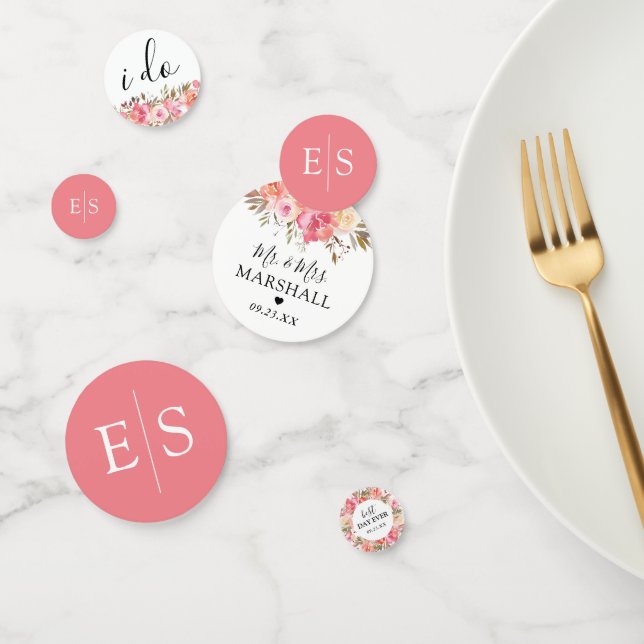 Elegante Custom Pink Floral Wedding Konfetti (Gruppe)