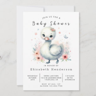 Elegante Custom Swan Baby Shower Einladung