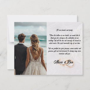 Elegante Custom Wedding Dankeschön Card mit Blume Mitteilungskarte