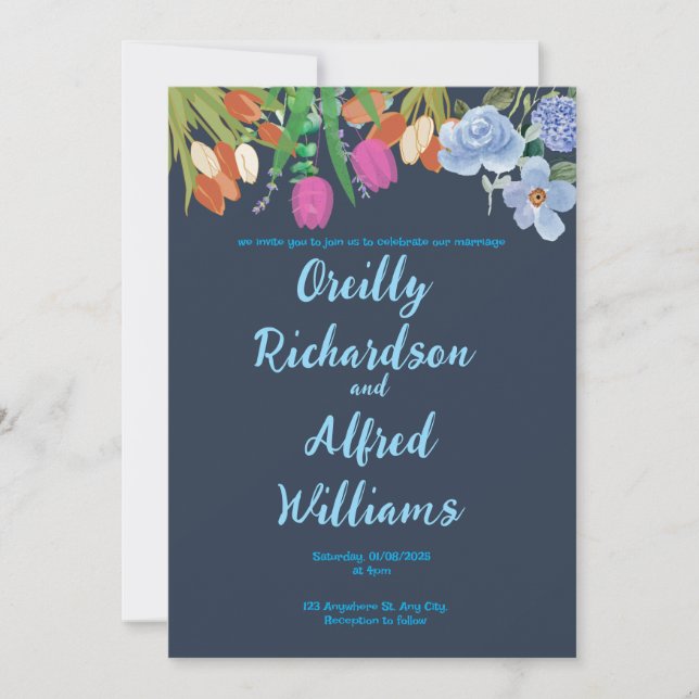 Elegante Custom Wedding Invitation Card Einladung (Vorderseite)