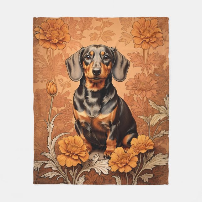 Elegante Dackel und Marigolds Fleecedecke (Vorderseite)