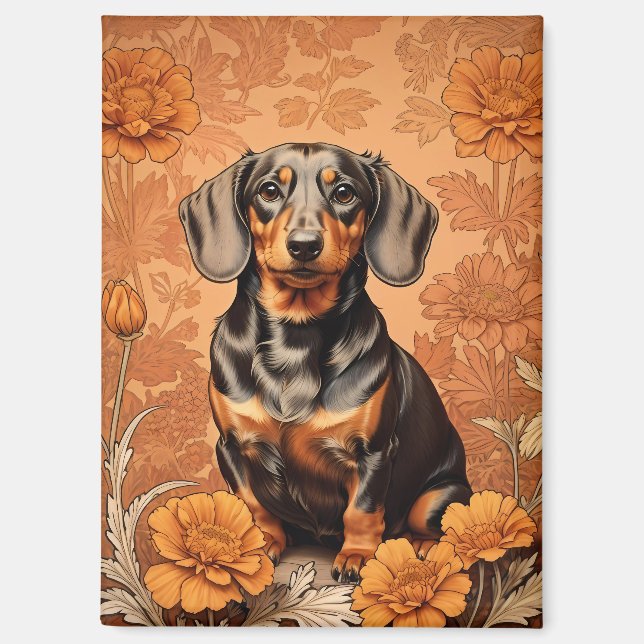 Elegante Dackel und Marigolds Magnet (Vorderseite)