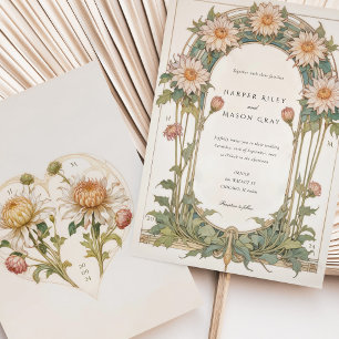 Elegante Dahlia Art Nouveau Wedding Einladung