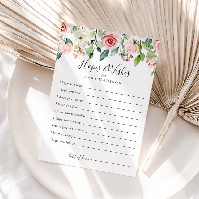 Elegante Dainty Baby Shower Hopps & Wish Card Postkarte (Von Creator hochgeladen)