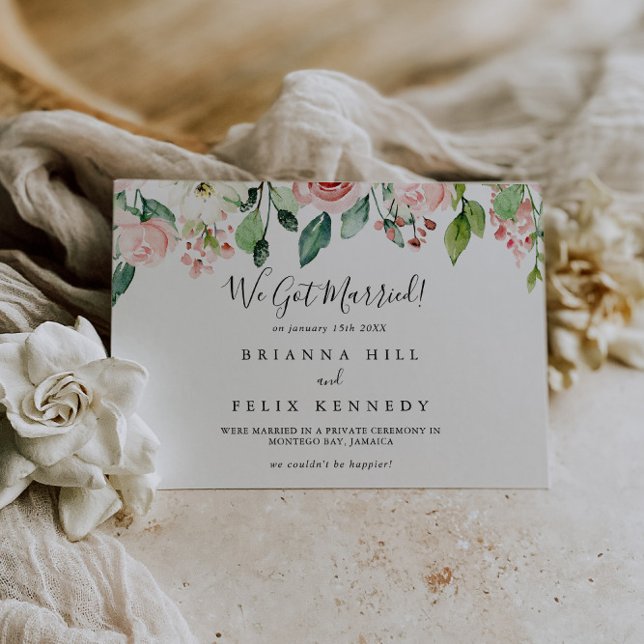 Elegante dainty Herbstflora Elopement Ankündigung (Von Creator hochgeladen)