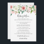 Elegante Dainty Wedding Kissing Menu Game Card<br><div class="desc">Diese elegante Hochzeitskissingkarte eignet sich ideal für einen modernen Hochzeitsempfang. Die Einrichtung besteht aus illustriert rosa,  rot-weiß rosa Rosen,  von Grünblättern umgebene Bäume,  die die wunderschönen Herbstfarben noch verstärken.</div>