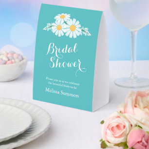 Elegante Daisies Brautparty Hochzeit Türkis Tischaufsteller