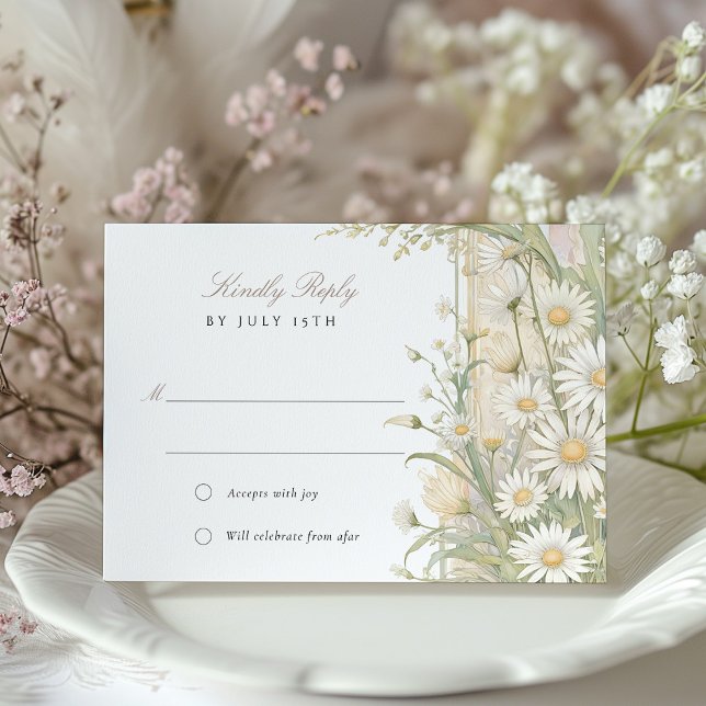 Elégante Daisies Mariage Carte RSVP (Créateur téléchargé)