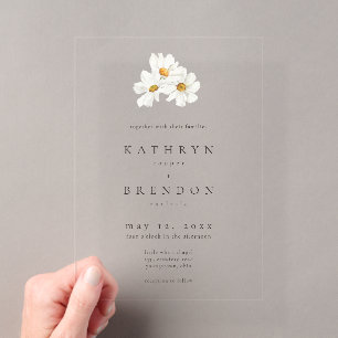 Elegante Daisy-Aquarell-Minimalist-Hochzeit Acryleinladungen