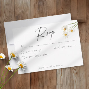 Elegante Daisy-Aquarell-Minimalist-Hochzeit RSVP Karte