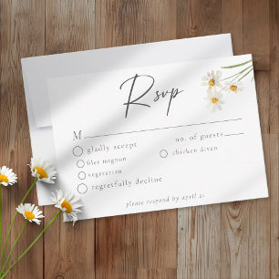 Elegante Daisy-Aquarell-Minimalist-Hochzeit RSVP Karte