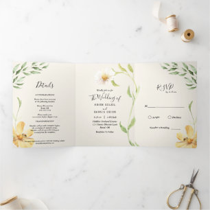 Elégante Daisy Triple Invitation