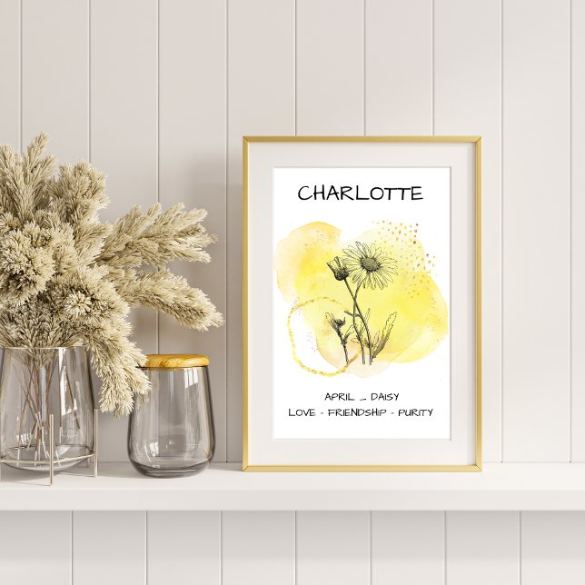 Elegante Daisy Yellow Single Schwarzer  Poster (Von Creator hochgeladen)
