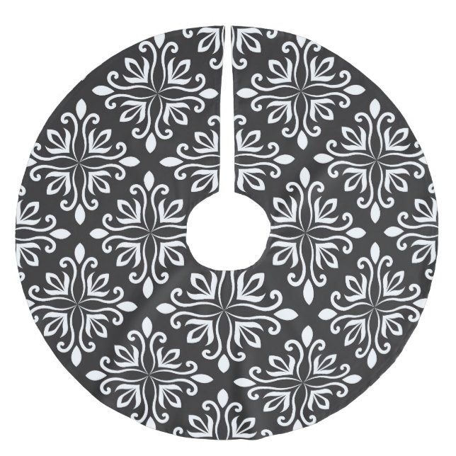 Elegante Damask: Blumenmuseum Polyester Weihnachtsbaumdecke (Vorderseite)
