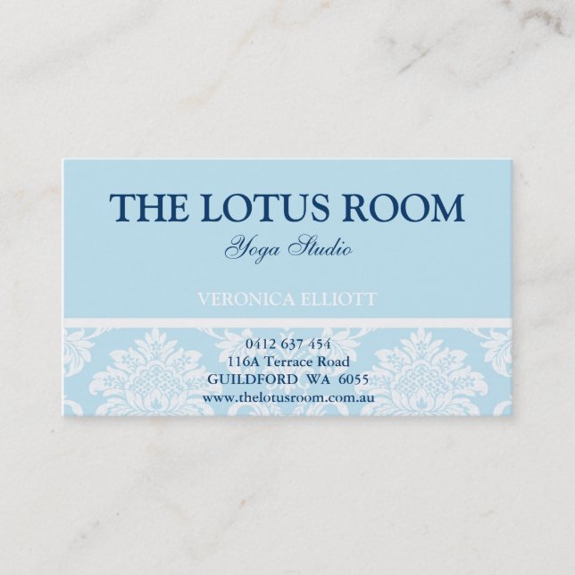 Elegante Damask Business Card Visitenkarte (Vorderseite)