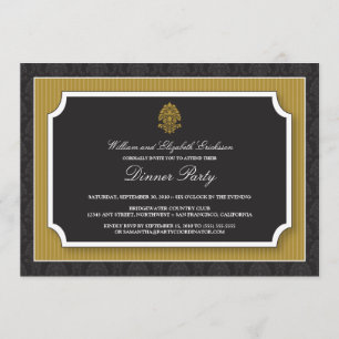 Elegante Damask Dinner Party Einladung (Gold)