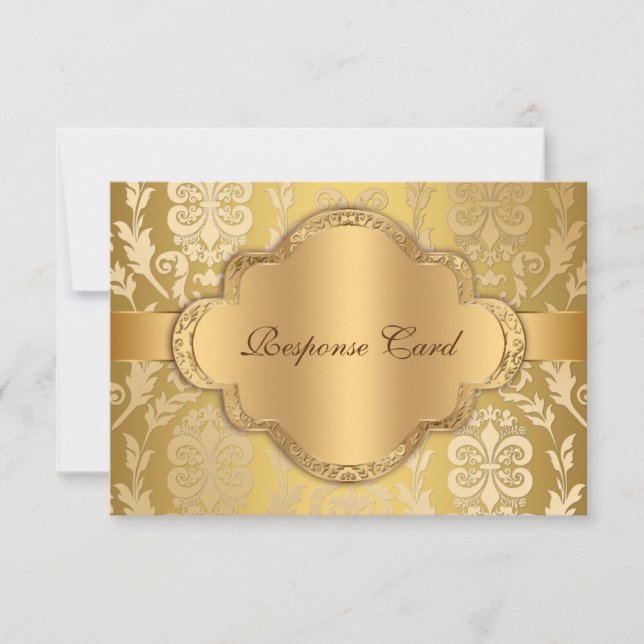 Elegante Damask Floral Swirl Gold Jubiläum UAWG RSVP Karte (Vorderseite)