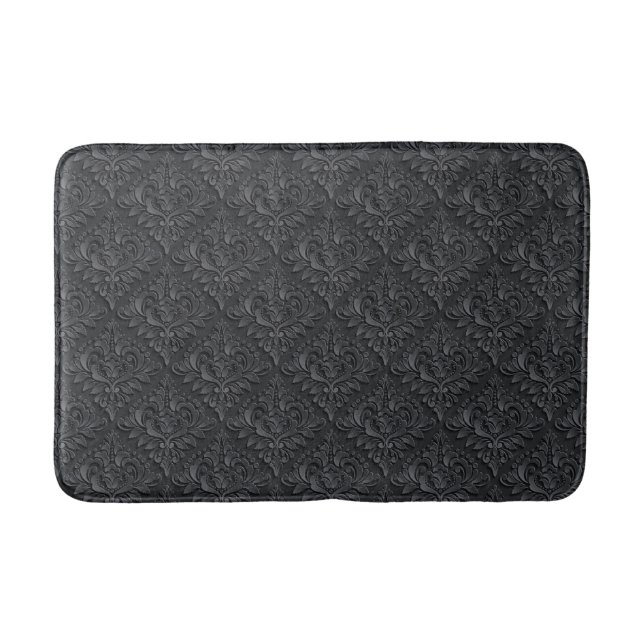 Elegante Damask in Schwarz Badematte (Vorderseite)