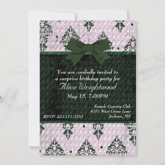 Elegante Damask Ladys Birthday Einladung