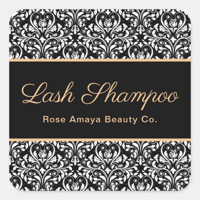 Elegante Damask Lash Wellness-Center Beauty Produc Quadratischer Aufkleber (Vorderseite)