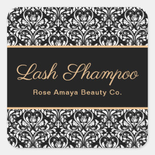 Elegante Damask Lash Wellness-Center Beauty Produc Quadratischer Aufkleber