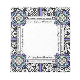 Elegante Damask Lila und Aqua Individuelle Name Notizblock